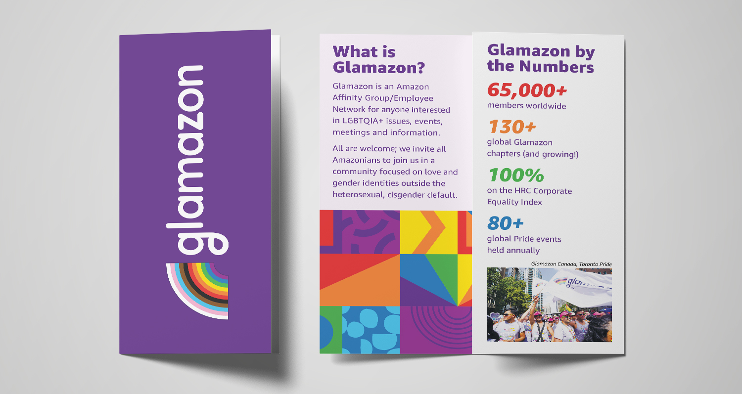 Glamazon brochure cover and first open