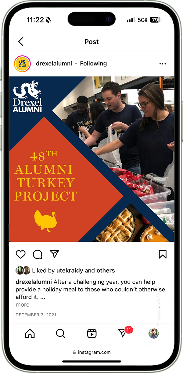 Instagram page showing post for Turkey Project